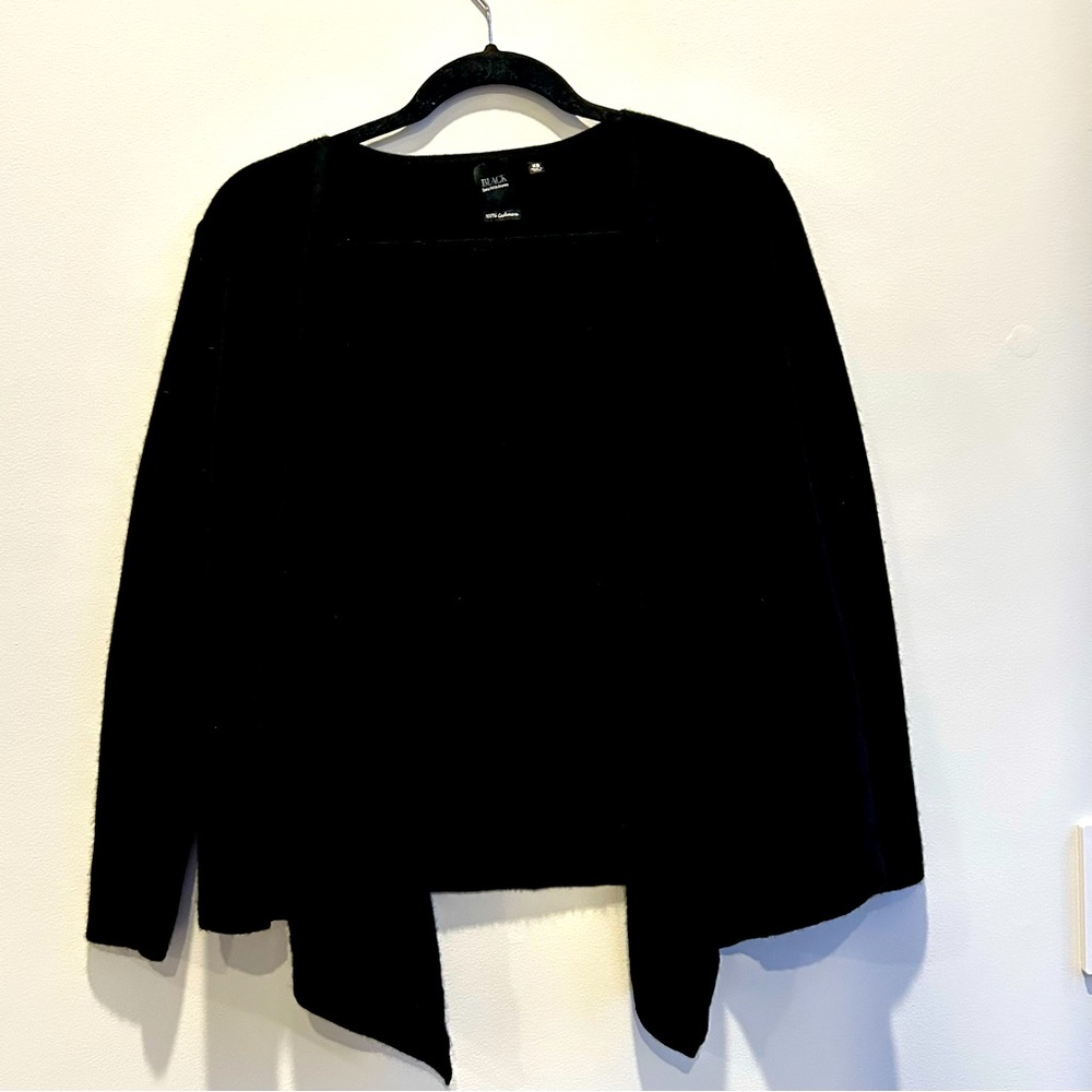 Saks Fifth Avenue 100% cashmere black open front cardigan XS quiet luxury